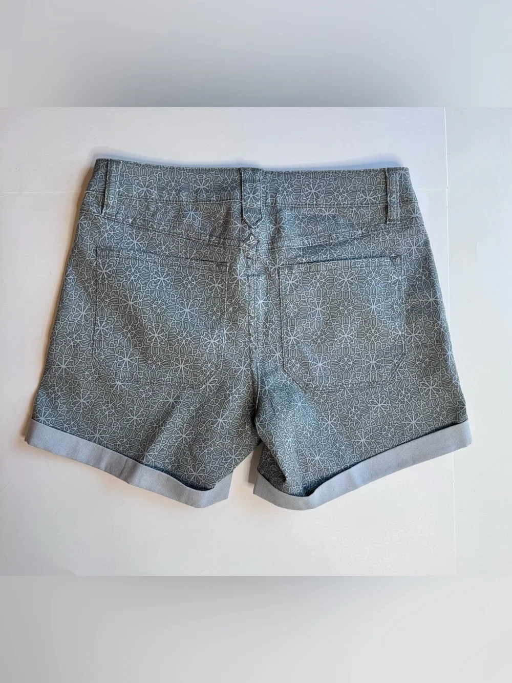 prAna Kara Cuffed Chino Silver Spain Organic Cotton Shorts Size 0